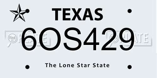 6OS429 Texas License Plate