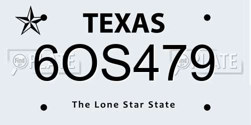 6OS479 Texas License Plate