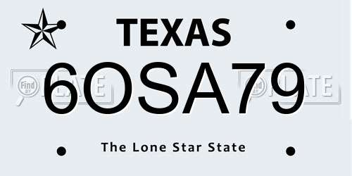 6OSA79 Texas License Plate