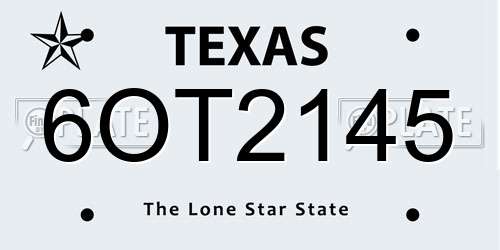 6OT2145 Texas License Plate