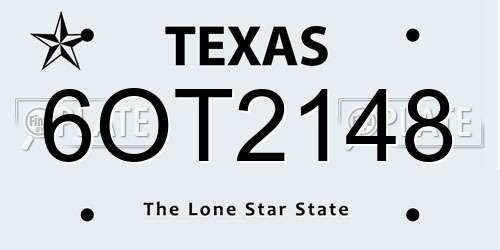 6OT2148 Texas License Plate