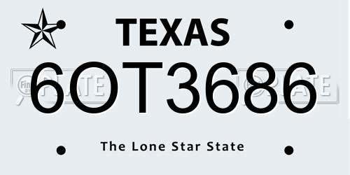 6OT3686 Texas License Plate