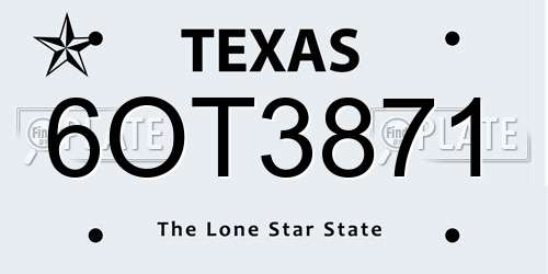 6OT3871 Texas License Plate