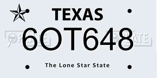 6OT648 Texas License Plate