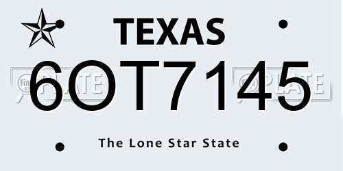 6OT7145 Texas License Plate