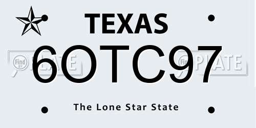 6OTC97 Texas License Plate