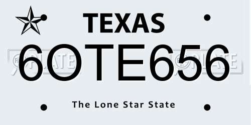 6OTE656 Texas License Plate