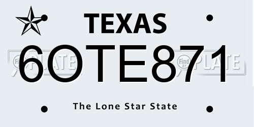 6OTE871 Texas License Plate