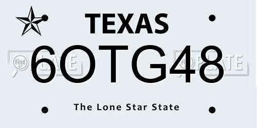 6OTG48 Texas License Plate