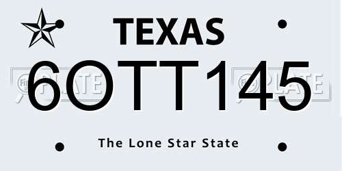 6OTT145 Texas License Plate