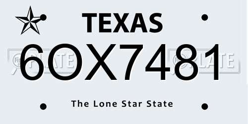 6OX7481 Texas License Plate