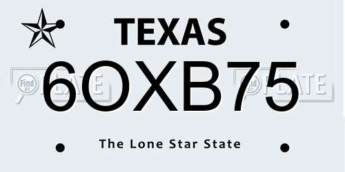 6OXB75 Texas License Plate