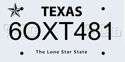 6OXT481 Texas License Plate