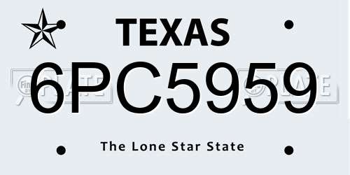 6PC5959 Texas License Plate