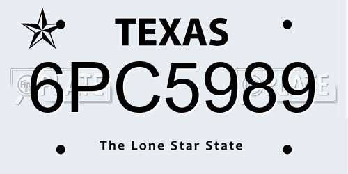 6PC5989 Texas License Plate