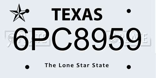 6PC8959 Texas License Plate