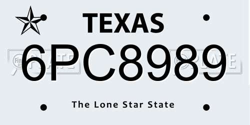 6PC8989 Texas License Plate