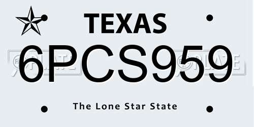 6PCS959 Texas License Plate