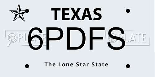 6PDFS Texas License Plate