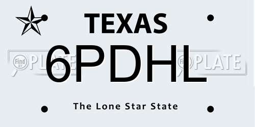 6PDHL Texas License Plate