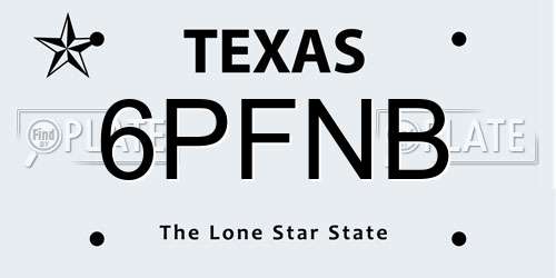 6PFNB Texas License Plate