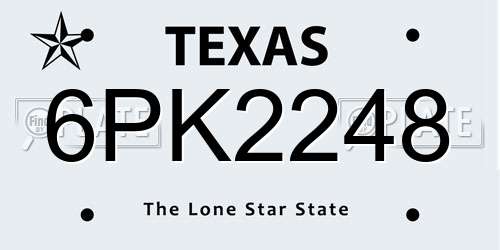 6PK2248 Texas License Plate