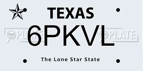 6PKVL Texas License Plate