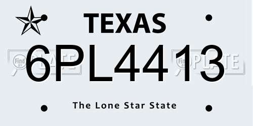 6PL4413 Texas License Plate