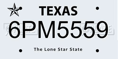 6PM5559 Texas License Plate