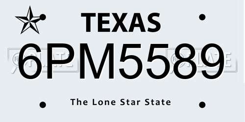 6PM5589 Texas License Plate