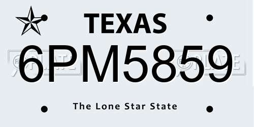 6PM5859 Texas License Plate