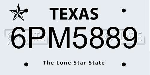 6PM5889 Texas License Plate