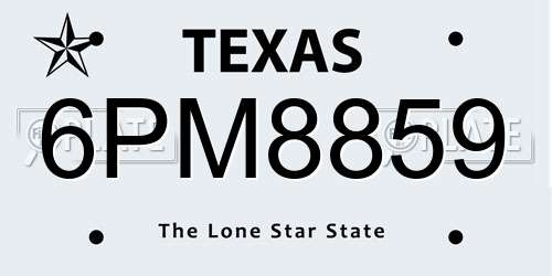 6PM8859 Texas License Plate