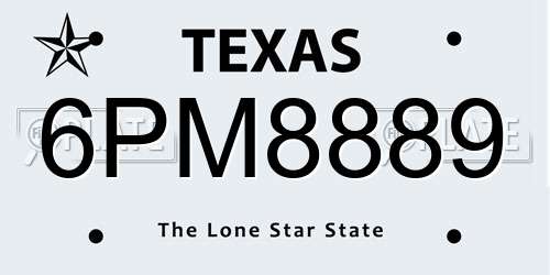 6PM8889 Texas License Plate