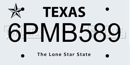 6PMB589 Texas License Plate