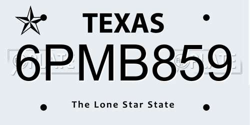 6PMB859 Texas License Plate