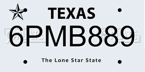 6PMB889 Texas License Plate