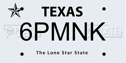 6PMNK Texas License Plate