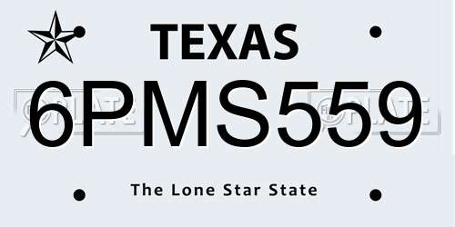 6PMS559 Texas License Plate