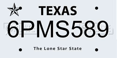 6PMS589 Texas License Plate