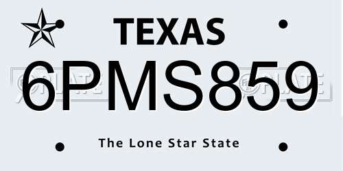 6PMS859 Texas License Plate