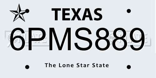 6PMS889 Texas License Plate
