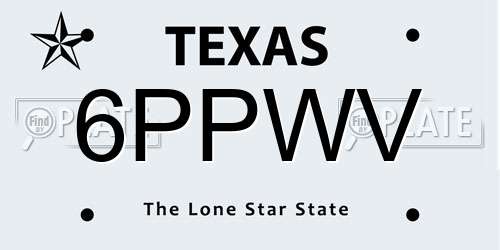 6PPWV Texas License Plate