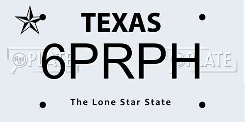 6PRPH Texas License Plate