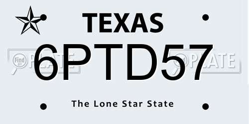 6PTD57 Texas License Plate