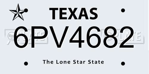 6PV4682 Texas License Plate
