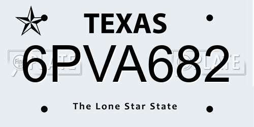 6PVA682 Texas License Plate