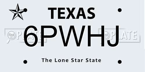 6PWHJ Texas License Plate