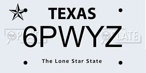 6PWYZ Texas License Plate