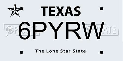 6PYRW Texas License Plate